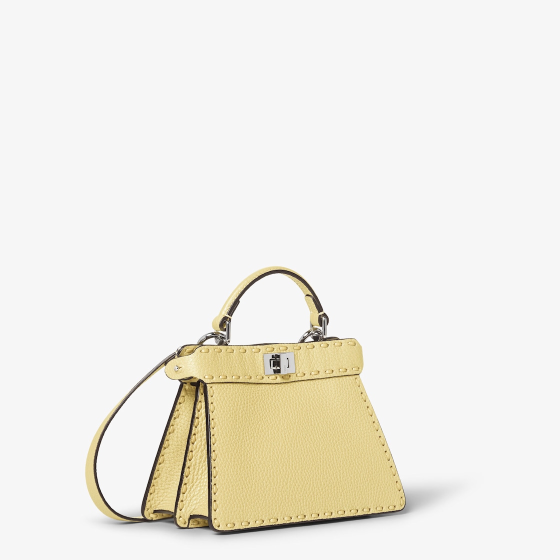 FENDI Peekaboo ISeeU Petite Yellow Selleria bag with 306 hand-sewn topstitches - Image 4